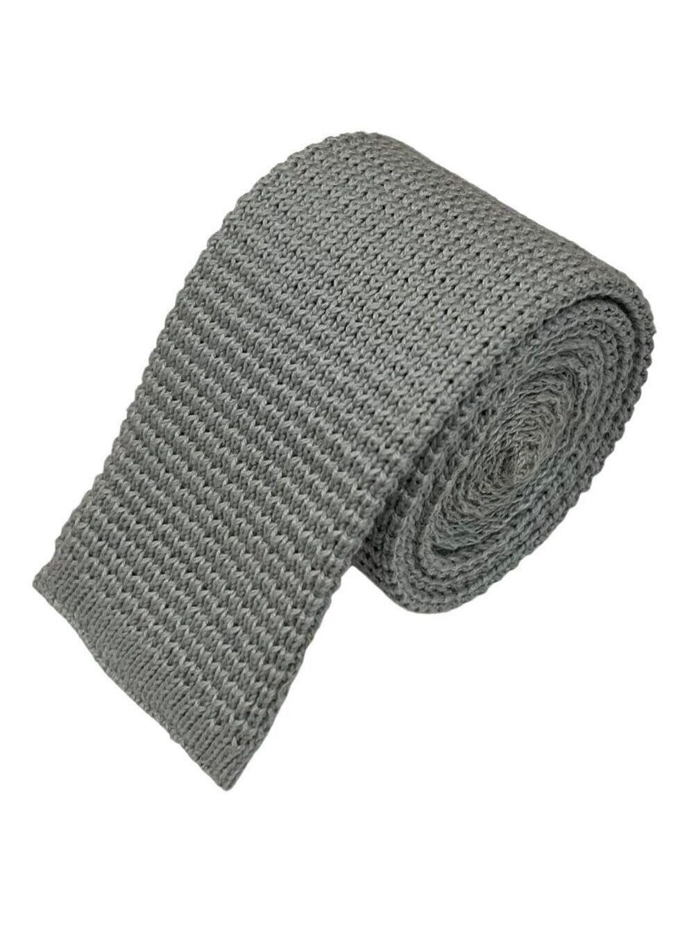 Stafford Men's Gray Slim Skinny Knit Retro Necktie Tie